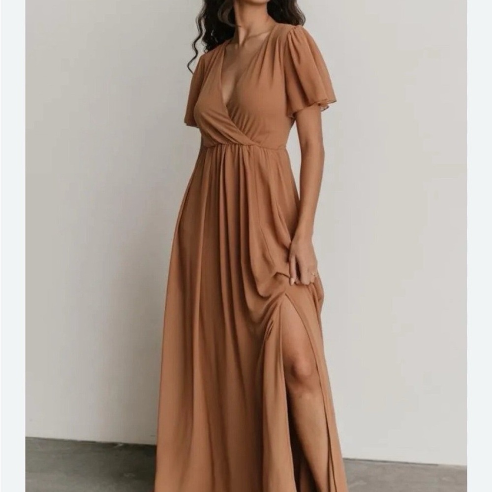 Baltic Born Cream Maxi Wrap Dress with Flutter Sleeves